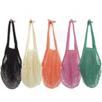 Cotton Mesh Reusable Bag With Long Tote