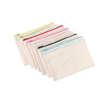 Multi-purpose Cotton Canvas Zipper Cosmetic Makeup Bag Pouch