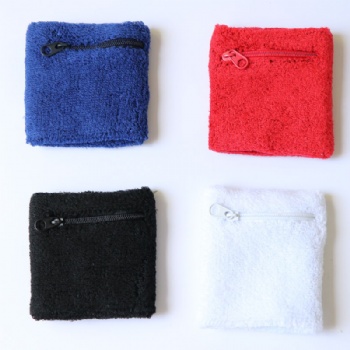 Cotton Wristbands With Zipper Pocket