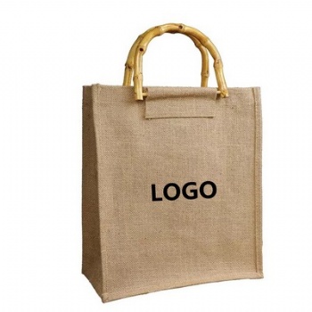 Bamboo Handle Tote Handbag