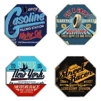 Octagon Metal Tin Sign For Art Decoration 11.8