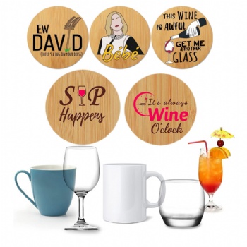 Coffee Lover Round Bamboo Drink Coasters