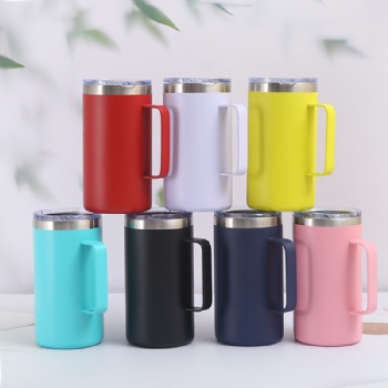 24oz Stainless Steel Travel Mug with Handle and Lid